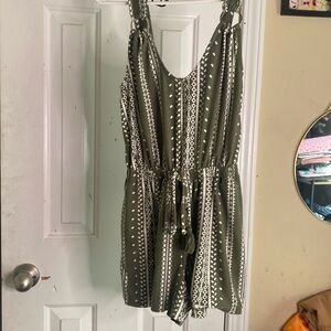 Green and white romper